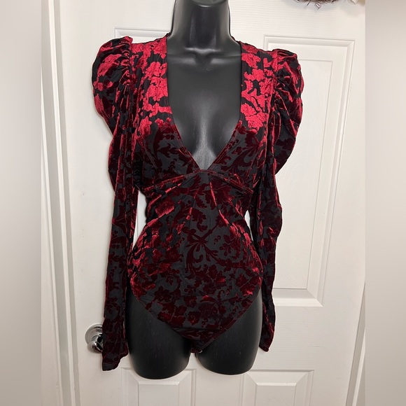 FREE PEOPLE Intimately NWT $98 Magic Night Bodysuit Velvet Burnout Whimsigoth S - Picture 9 of 15